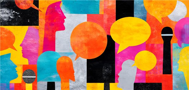 Abstrakte Darstellung von Menschen und deren Sprechblasen