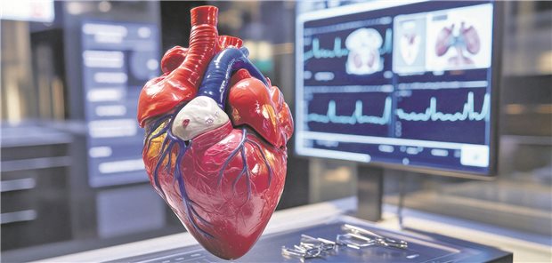 Ein Modell eines Herzens steht auf einem Tisch.