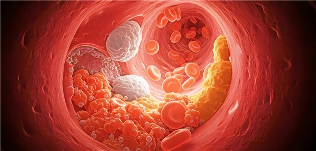 Atherosklerose in einem Gefäß.