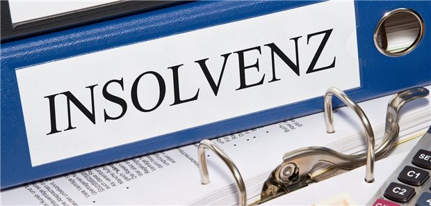 Ein Ordner liegt auf dem Tisch, auf ihm steht Insolvenz.