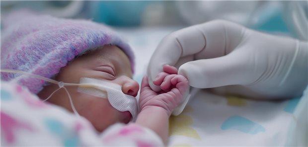 Ein Frühgeborenes liegt im Krankenhaus.
