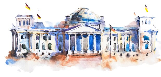 Finanzdebatten unausweichlich: Blick auf den Reichstag samt Glaskuppel.