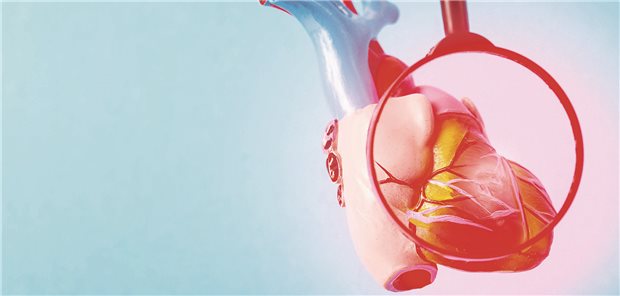 Herz unter einer Lupe