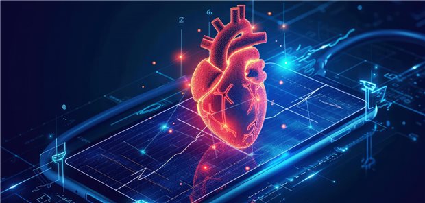 Ein digitales Herz auf einem elektronischen Gerät