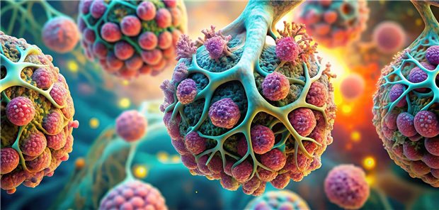 Lungenkrebs in der mikroskopischen Ansicht – zumindest stellt sich so die KI erkranktes Lungengewebe vor.