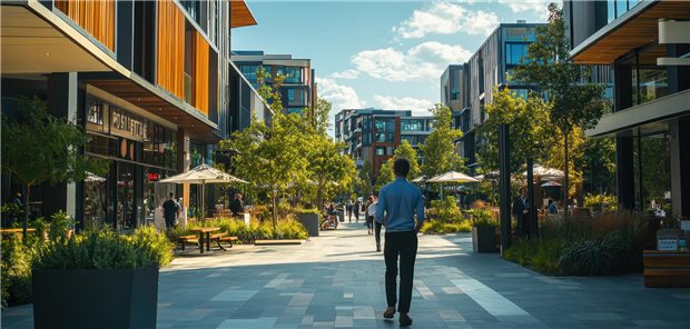 Blick in eine Einkaufsstraße 
