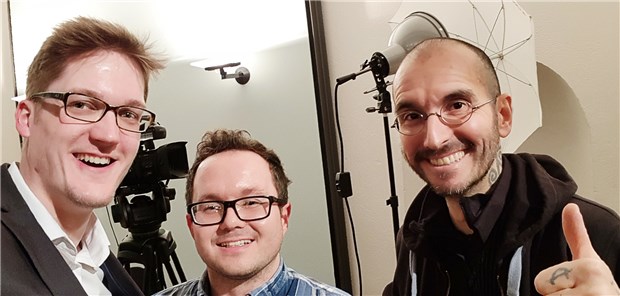 Nach dem Interview: Marco Mrusek (links), Alexander Joppich (Mitte) und Dr. Mark Benecke (rechts).