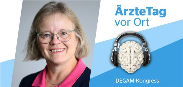 Professorin Eva Hummers, neu gewählte Präsidentin der Deutschen Gesellschaft für Allgemeinmedizin und Familienmedizin, beim Podcast „ÄrzteTag vor Ort“ in Hannover.