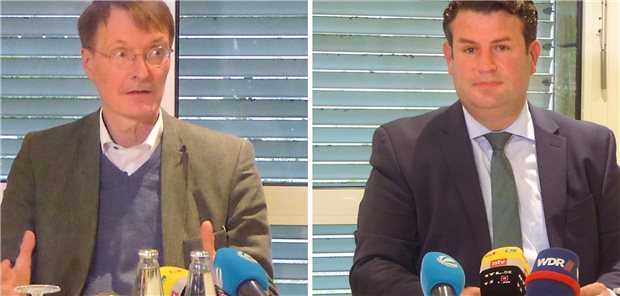 SPD-Gesundheitsexperte Lauterbach und Bundessozialminister Heil informierten sich über die Hochwasserschäden im Klinikum Leverkusen.