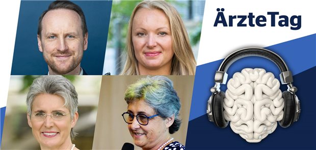 Sie geben im „ÄrzteTag“-Podcast Einblicke in die weit verzweigten Strukturen des „Seniorennetzwerks Schwäbisch Gmünd“: Bürgermeister Christian Baron (oben, links), Projekt-Gesamtkoordinatorin Karolina Gorjainow (oben, rechts), Petra Kümmel von der Fachberatungsstelle „Pflege engagiert“ (unten, links) und Renate Wahl, Leiterin der städtischen Seniorenarbeit (unten, rechts).