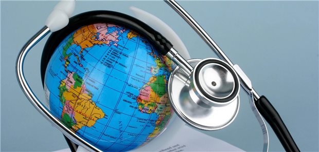 Stethoskop auf Globus