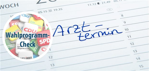 Wahlprogramm-Check zur Prävention In einem Kalender steht das Wort Arzttermin eingetragen.